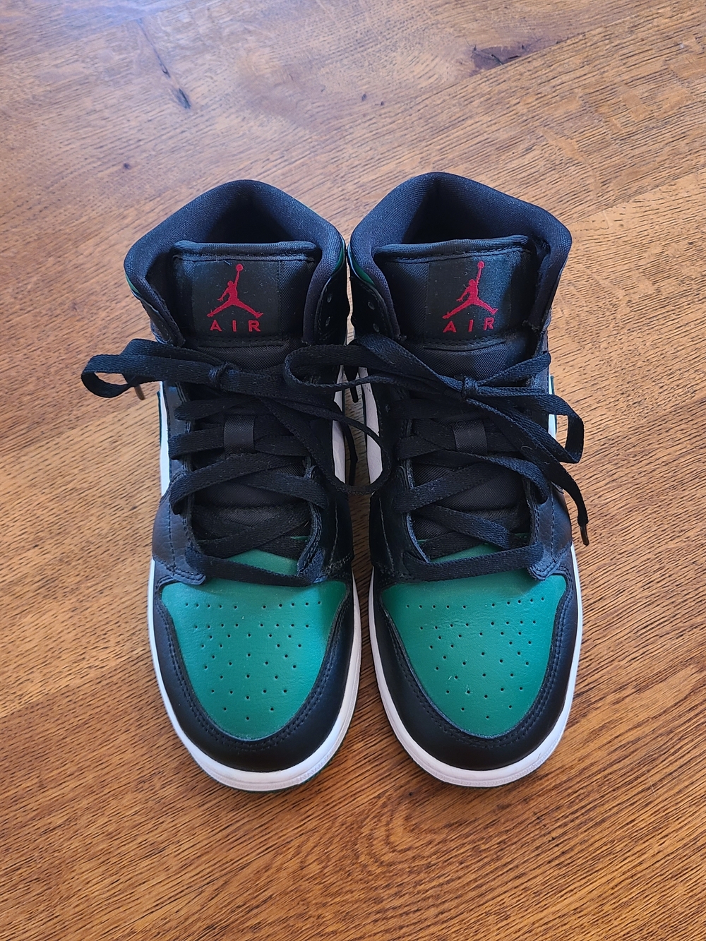 Jordan Air High-Top Sneakers in Green, Black and White
